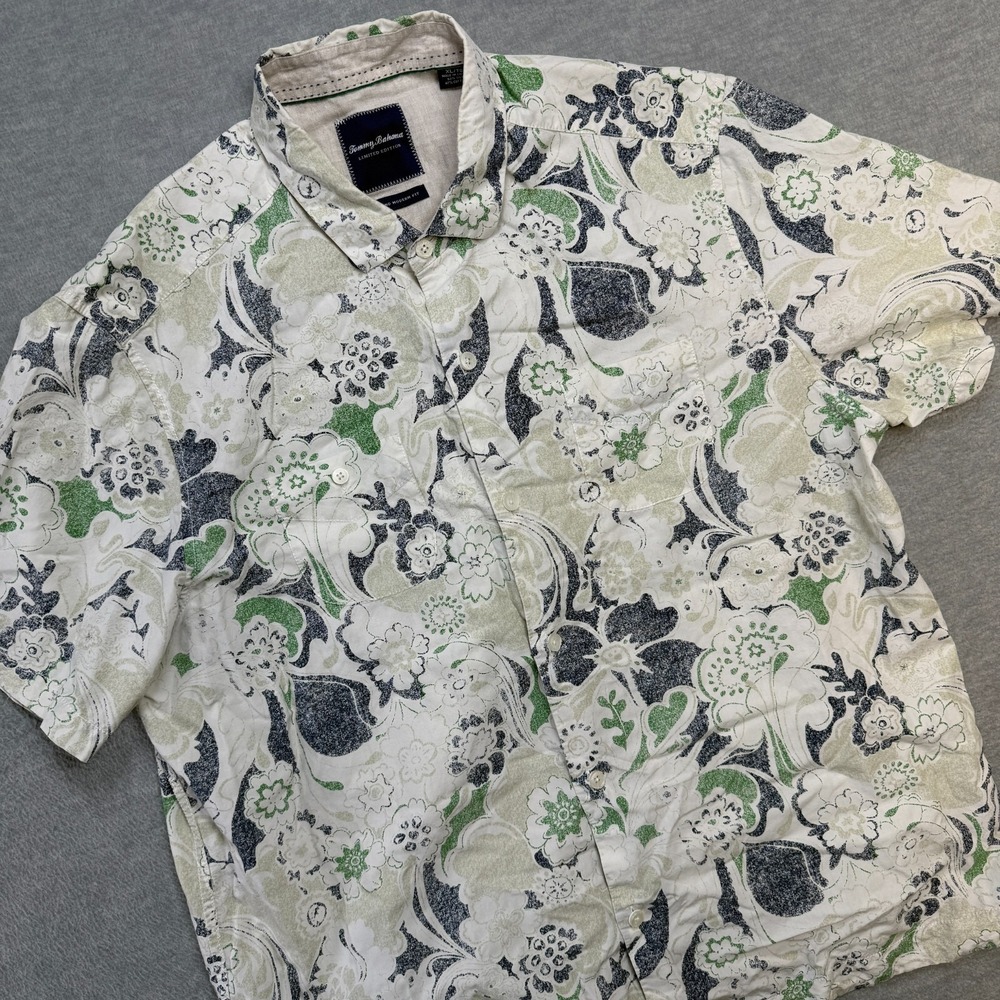 Tommy Bahama Shirt Mens XL‎ Floral Paisley Style Silk Button Up Limited Edition